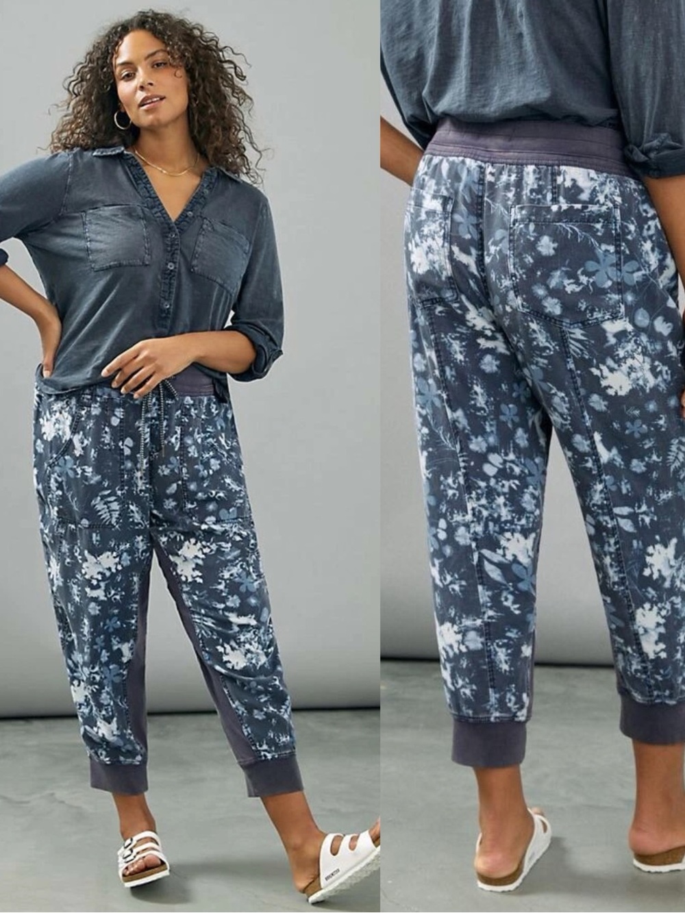 Anthropologie Blue Floral Nomad Joggers